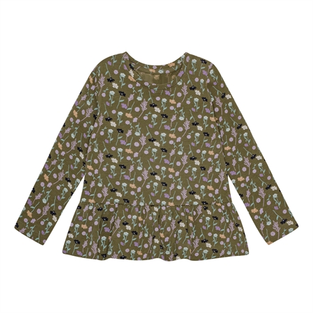 Billede af BIRKHOLM Peplum Bluse Grøn Blomstermark